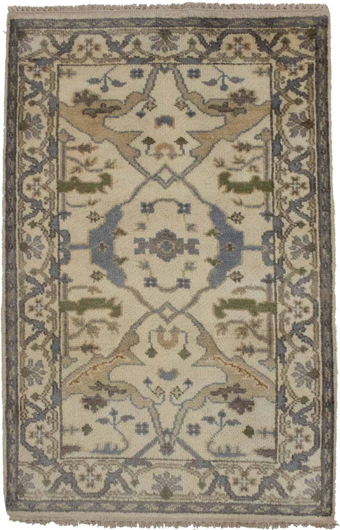 Muted Cream Floral 3X5 Oushak Oriental Rug