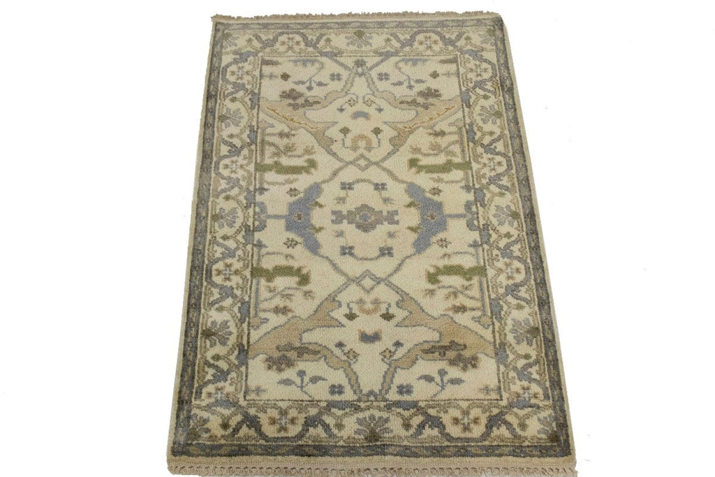 Muted Cream Floral 3X5 Oushak Oriental Rug