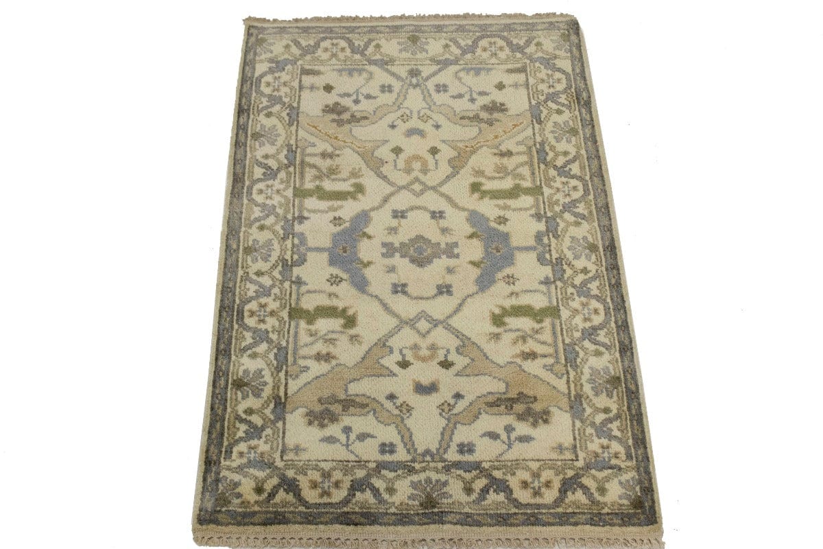 Muted Cream Floral 3X5 Oushak Oriental Rug