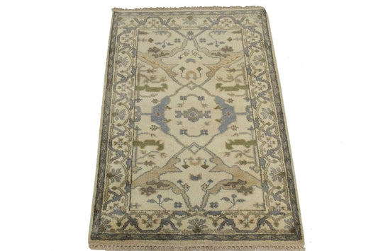 Muted Cream Floral 3X5 Oushak Oriental Rug