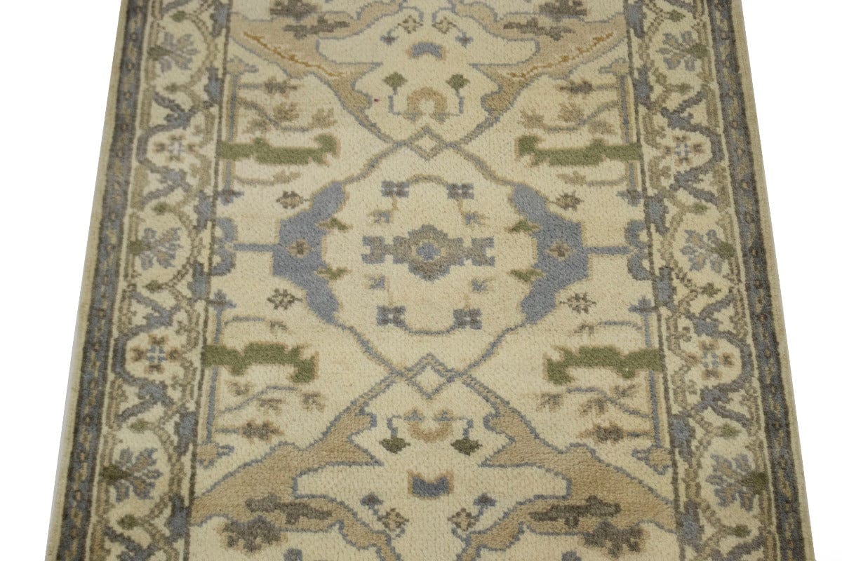 Muted Cream Floral 3X5 Oushak Oriental Rug