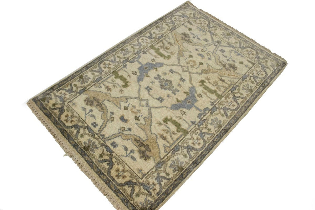 Muted Cream Floral 3X5 Oushak Oriental Rug