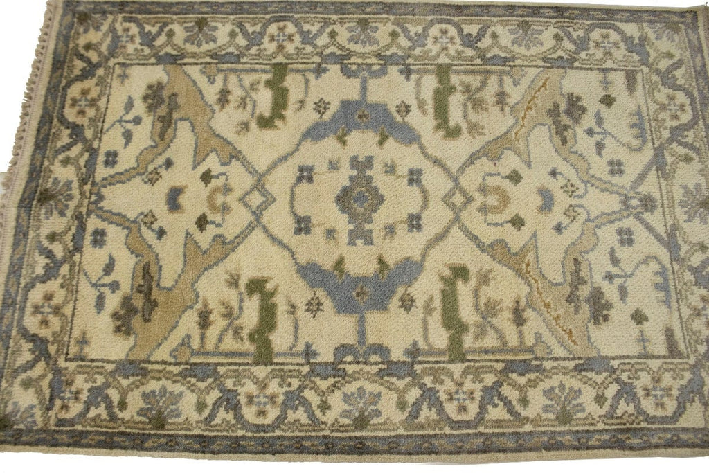 Muted Cream Floral 3X5 Oushak Oriental Rug