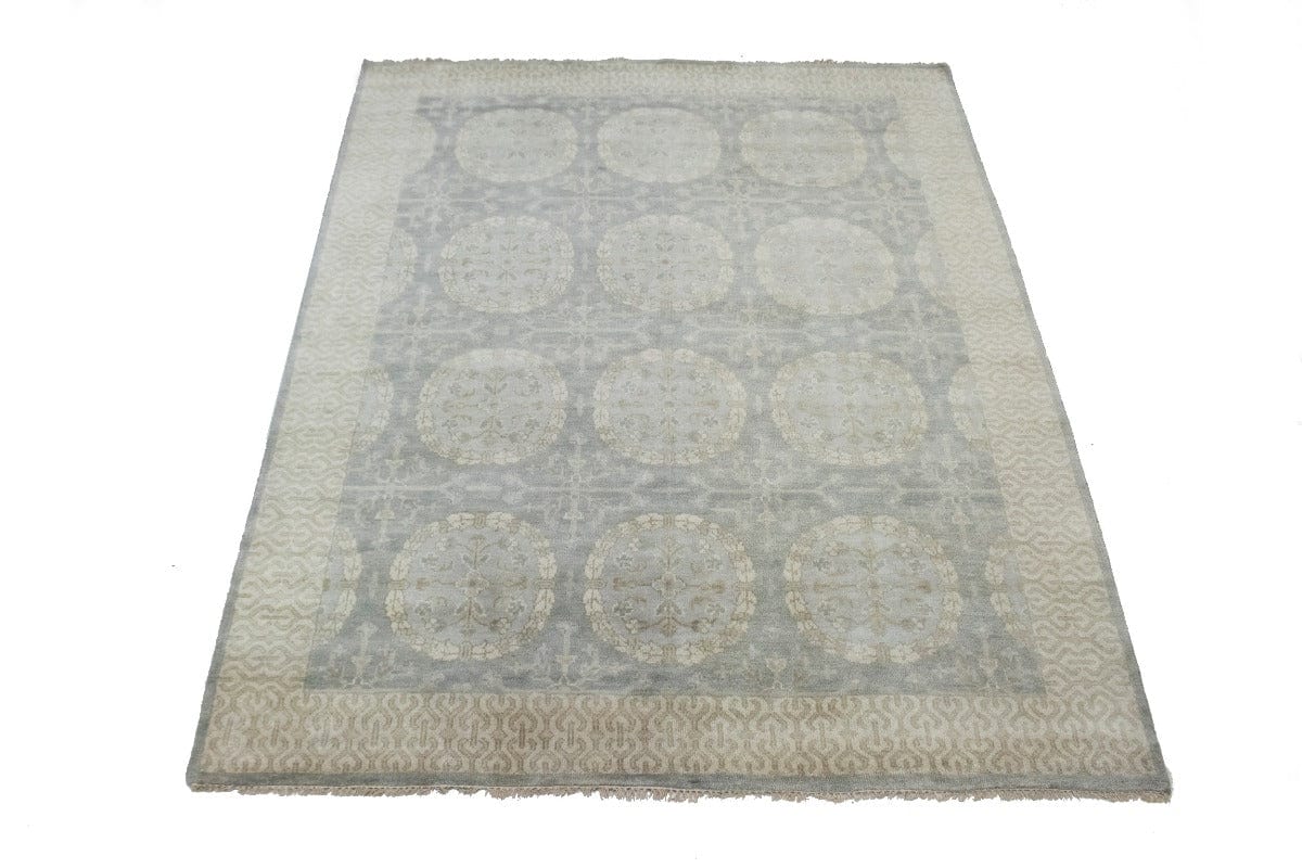 Grey Floral 8X10 Oushak Chobi Oriental Rug