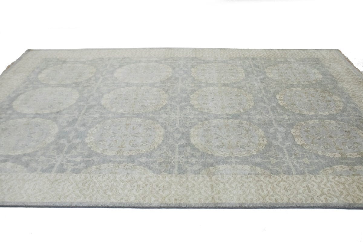 Grey Floral 8X10 Oushak Chobi Oriental Rug