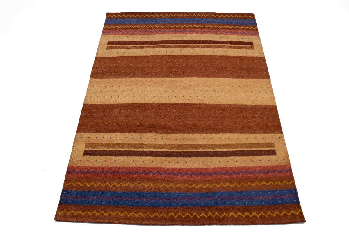 Multicolored Tribal Stripes 7X10 Indo Gabbeh Oriental Rug