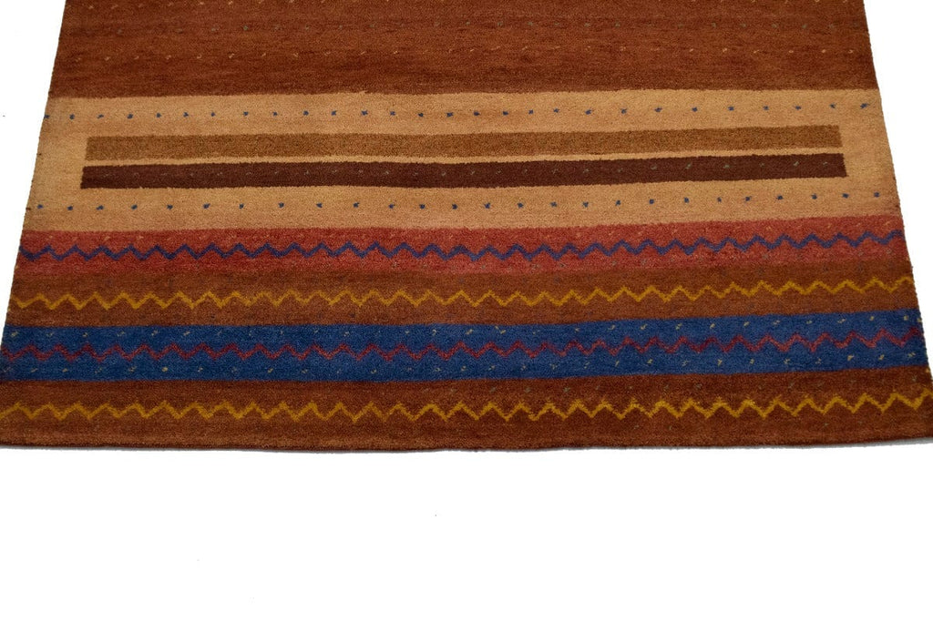 Multicolored Tribal Stripes 7X10 Indo Gabbeh Oriental Rug