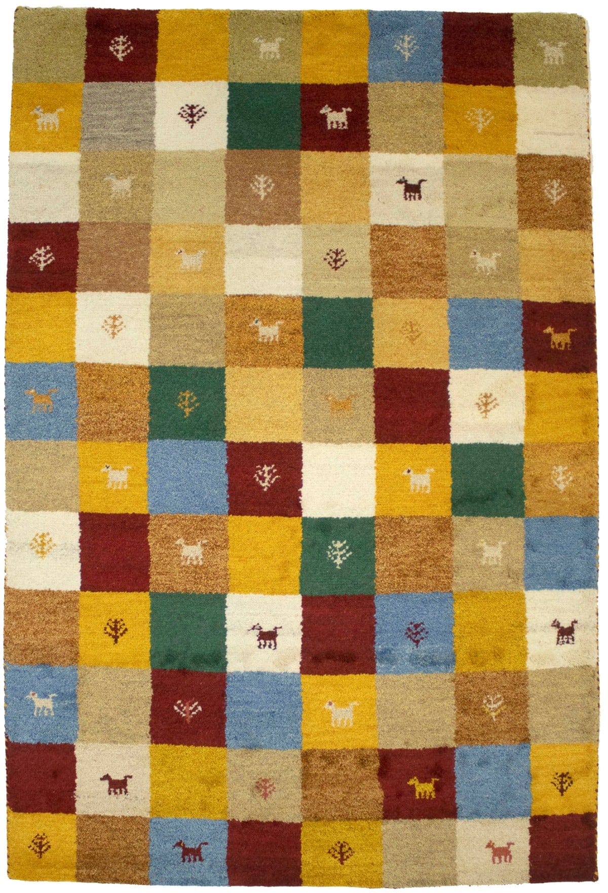 Multicolored Checkered 4X6 Indo-Gabbeh Oriental Rug