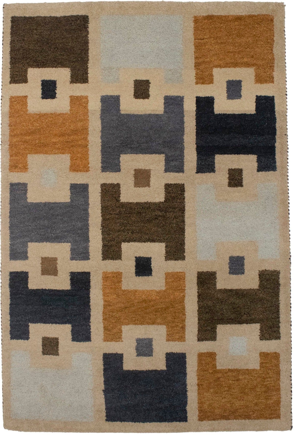 Beige Tribal 4X6 Indo-Gabbeh Oriental Rug