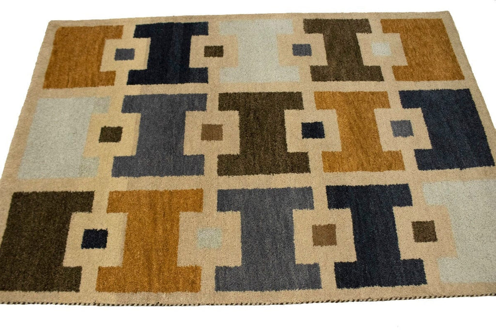 Beige Tribal 4X6 Indo-Gabbeh Oriental Rug