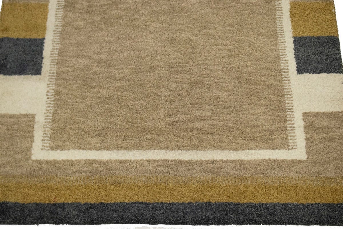 Khaki Tribal 4X6 Indo-Gabbeh Oriental Rug