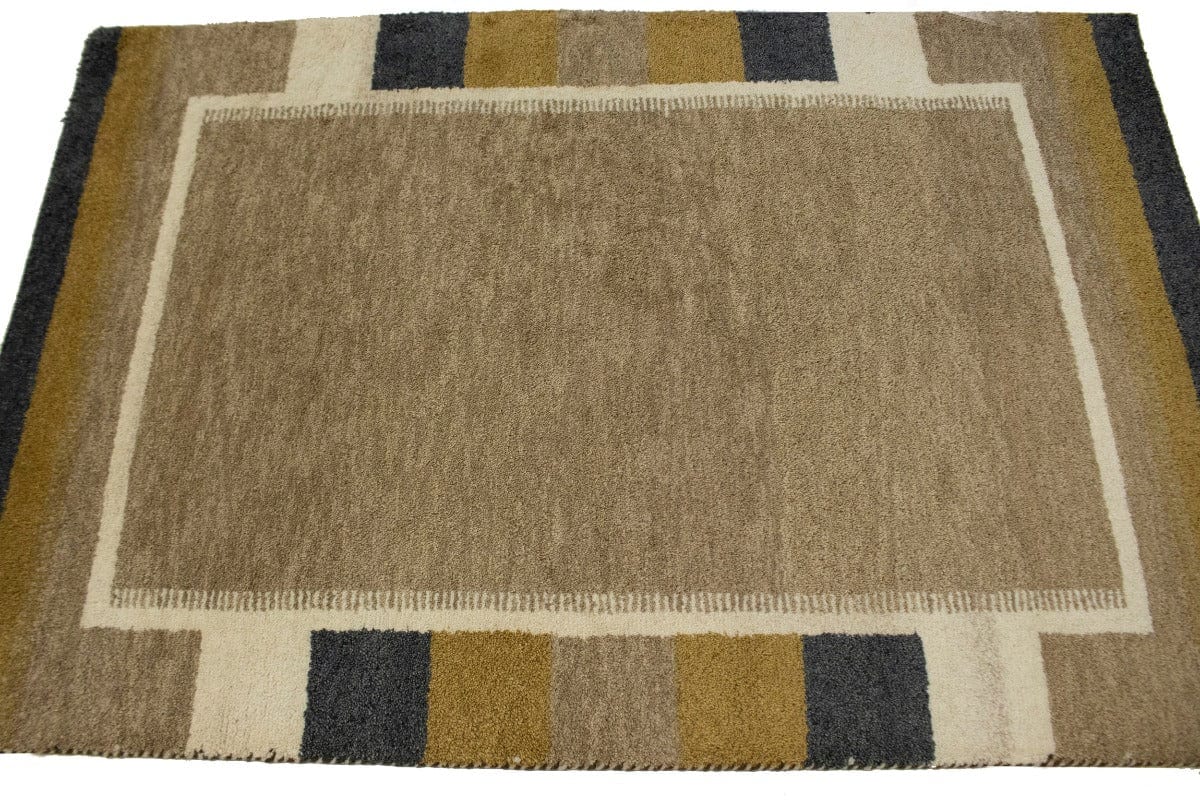 Khaki Tribal 4X6 Indo-Gabbeh Oriental Rug