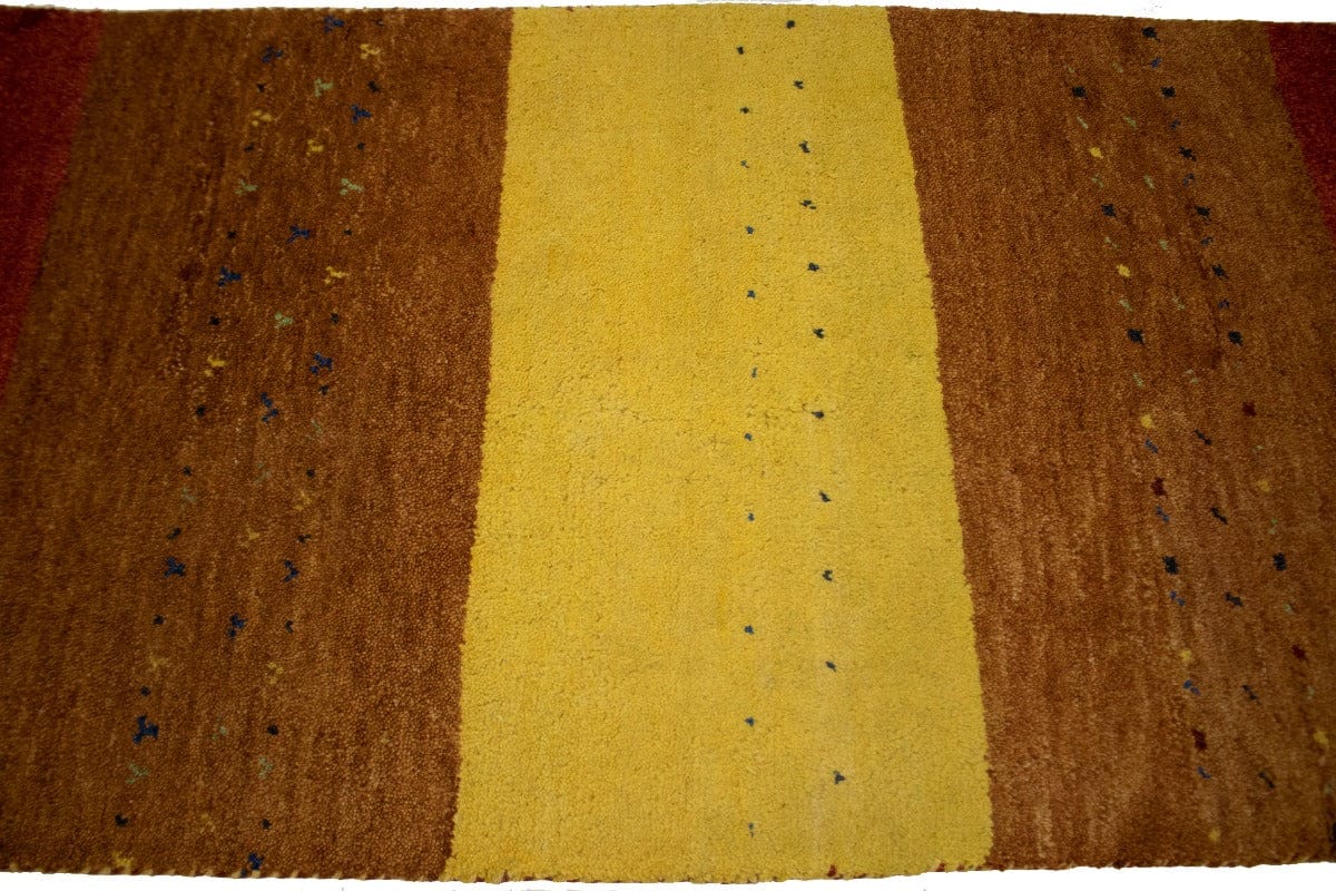 Banana Yellow Tribal 3X8 Indo-Gabbeh Oriental Runner Rug