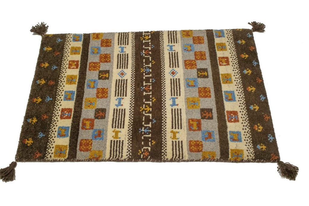 Multicolored Modern Tribal 2X3 Indo-Gabbeh Oriental Rug