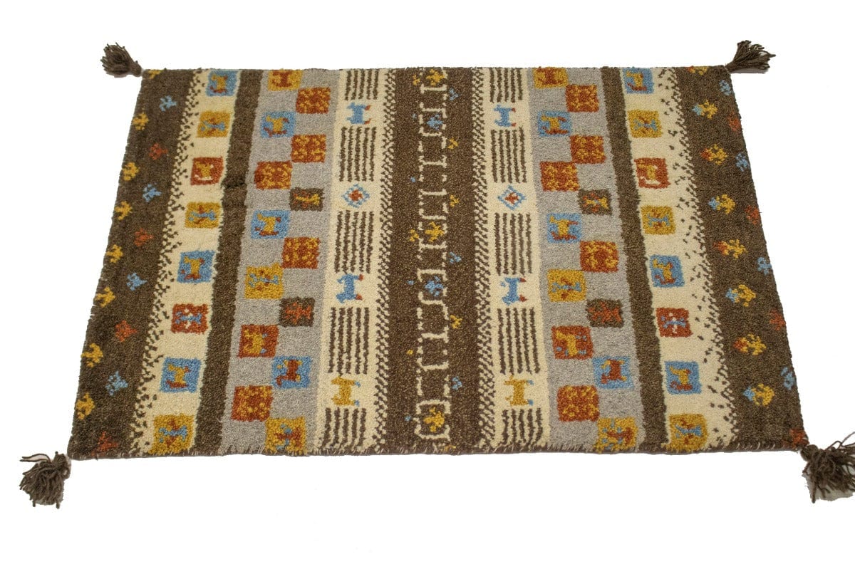 Multicolored Modern Tribal 2X3 Indo-Gabbeh Oriental Rug