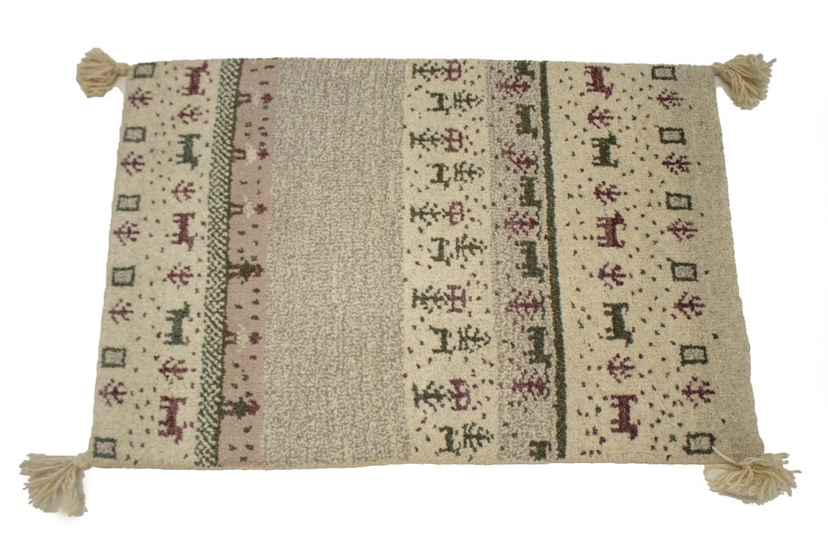 Pair of Beige Tribal 2X3 Indo-Gabbeh Oriental Rugs