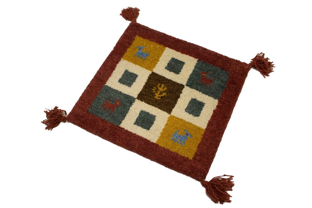 Multicolored Tribal Modern 1'4X1'4 Indo-Gabbeh Oriental Square Rug