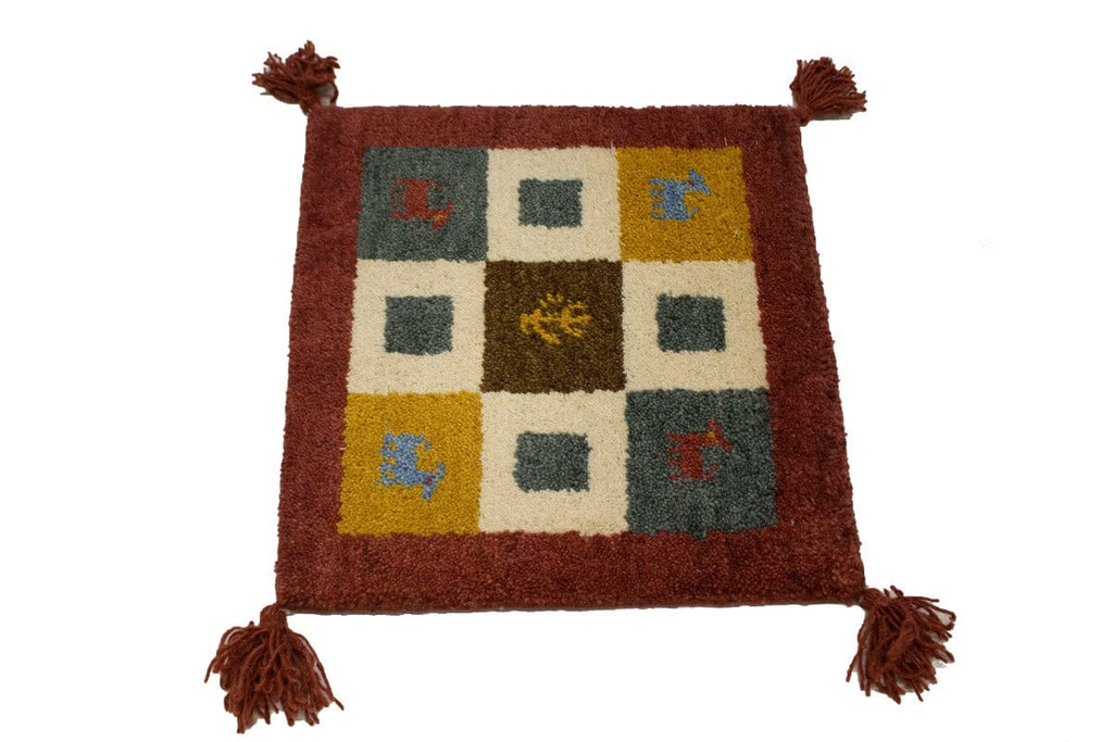 Multicolored Tribal Modern 1'4X1'4 Indo-Gabbeh Oriental Square Rug