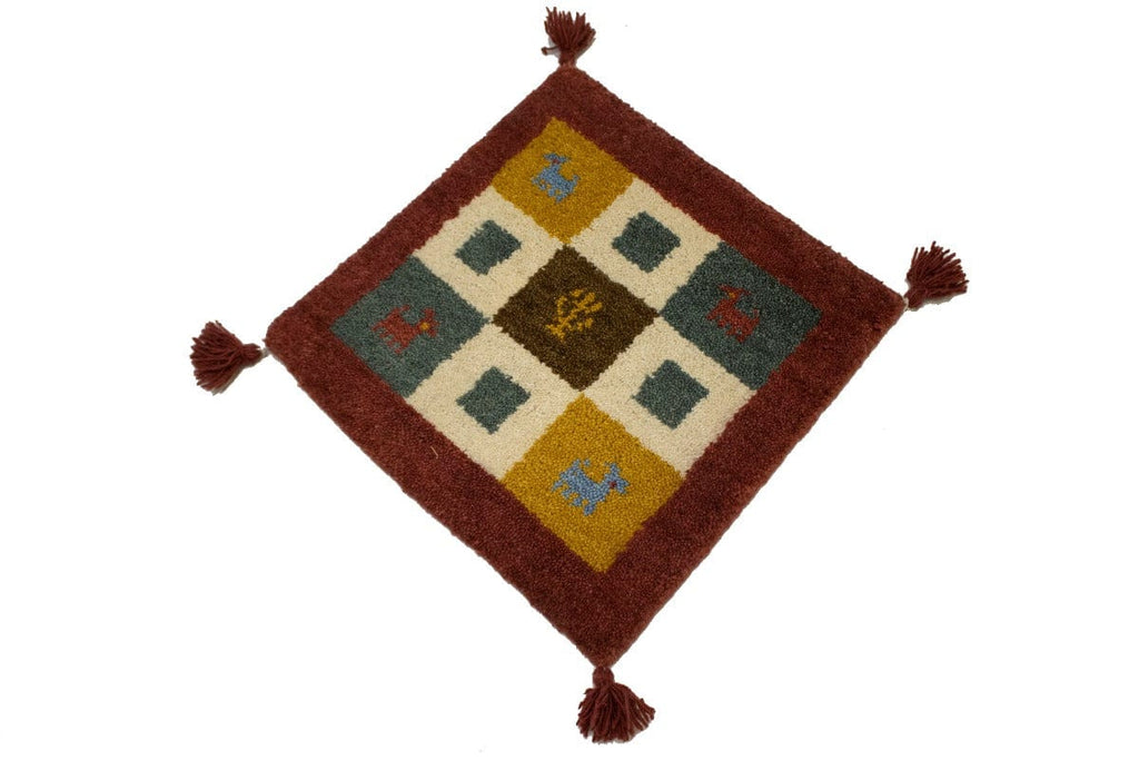 Multicolored Tribal Modern 1'5X1'5 Indo-Gabbeh Oriental Square Rug