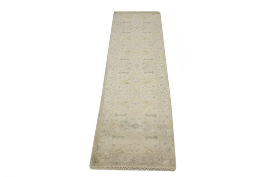 Beige Floral 3X10 Oushak Oriental Runner Rug