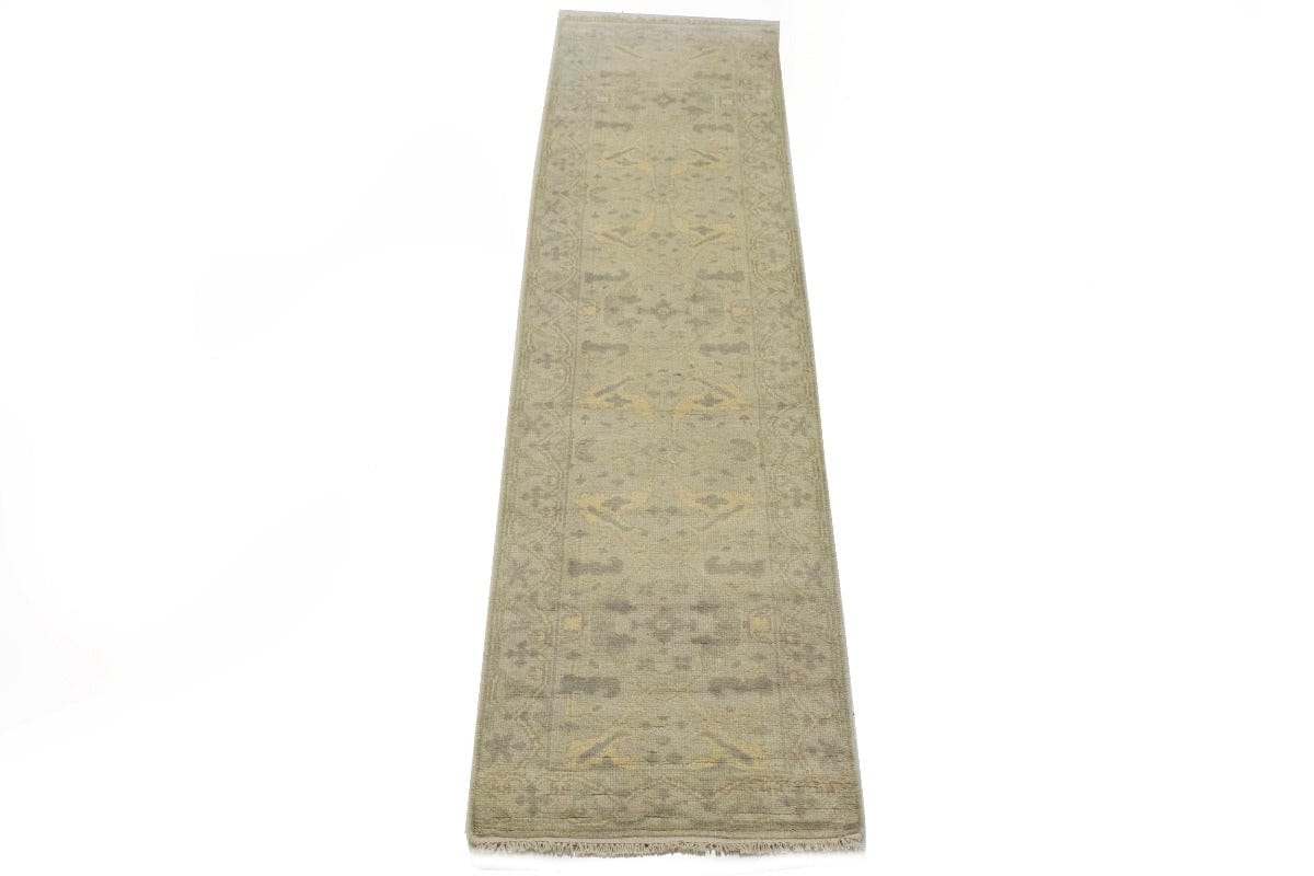 Beige Floral 3X10 Oushak Oriental Runner Rug