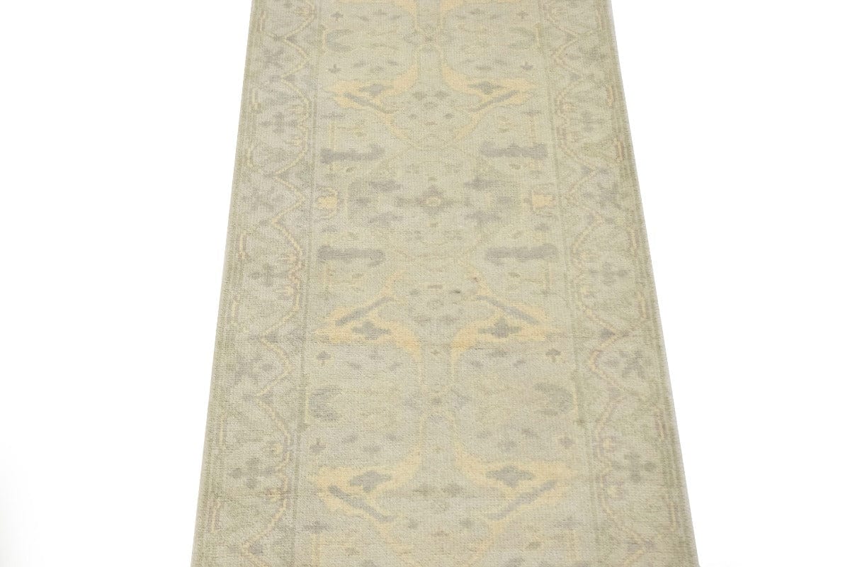 Beige Floral 3X10 Oushak Oriental Runner Rug