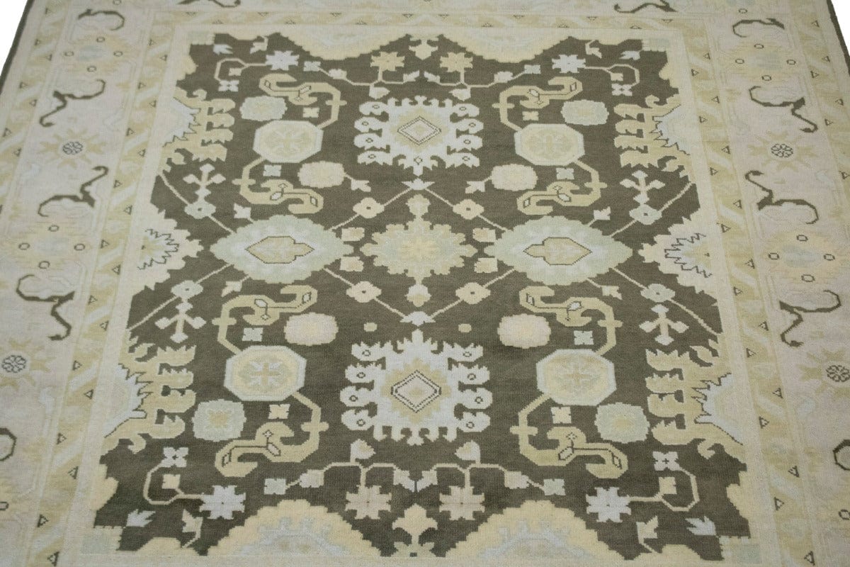 Dusty Olive Floral 8X10 Oushak Oriental Rug