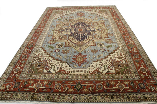 Grey Geometric 12X18 Heriz Serapi Oriental Rug