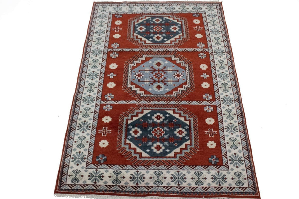 Rust Geometric 6X9 Kazak Oriental Rug