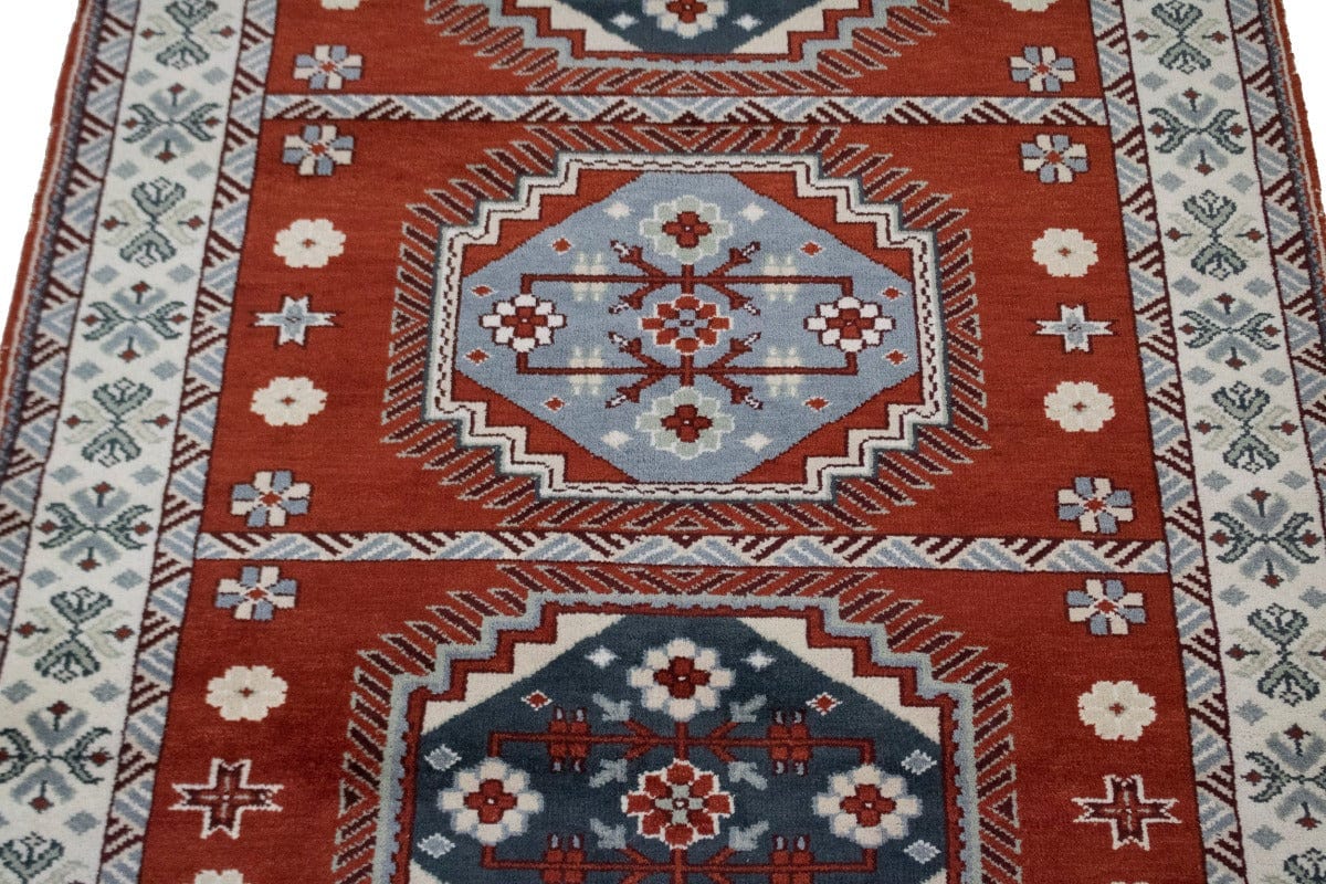 Rust Geometric 6X9 Kazak Oriental Rug