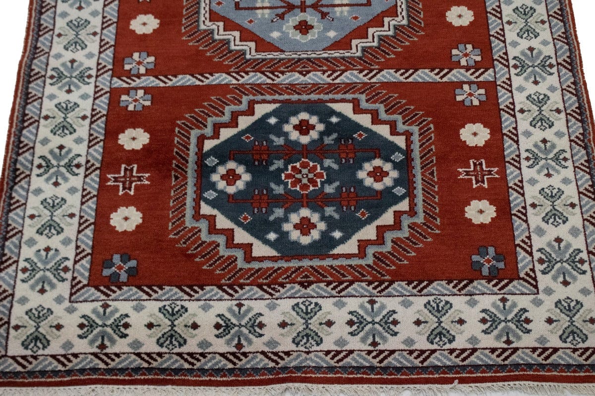 Rust Geometric 6X9 Kazak Oriental Rug