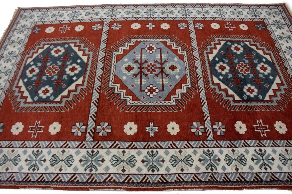 Rust Geometric 6X9 Kazak Oriental Rug