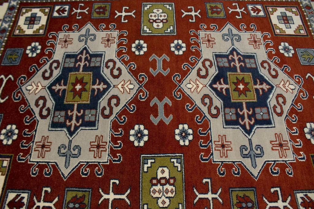 Red Geometric 6X9 Kazak Oriental Rug