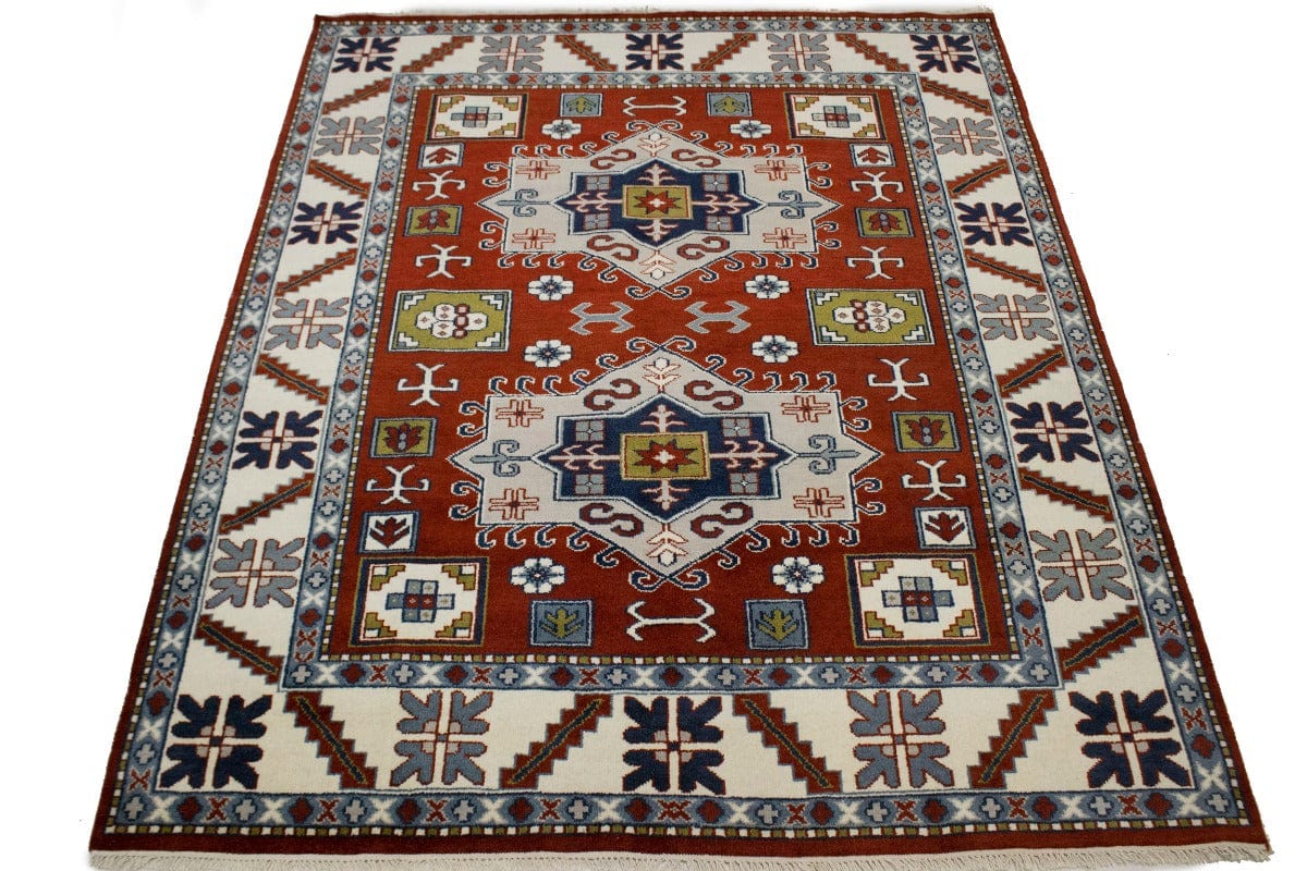 Red Geometric 5X8 Kazak Oriental Rug