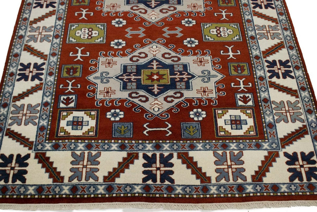 Red Geometric 5X8 Kazak Oriental Rug