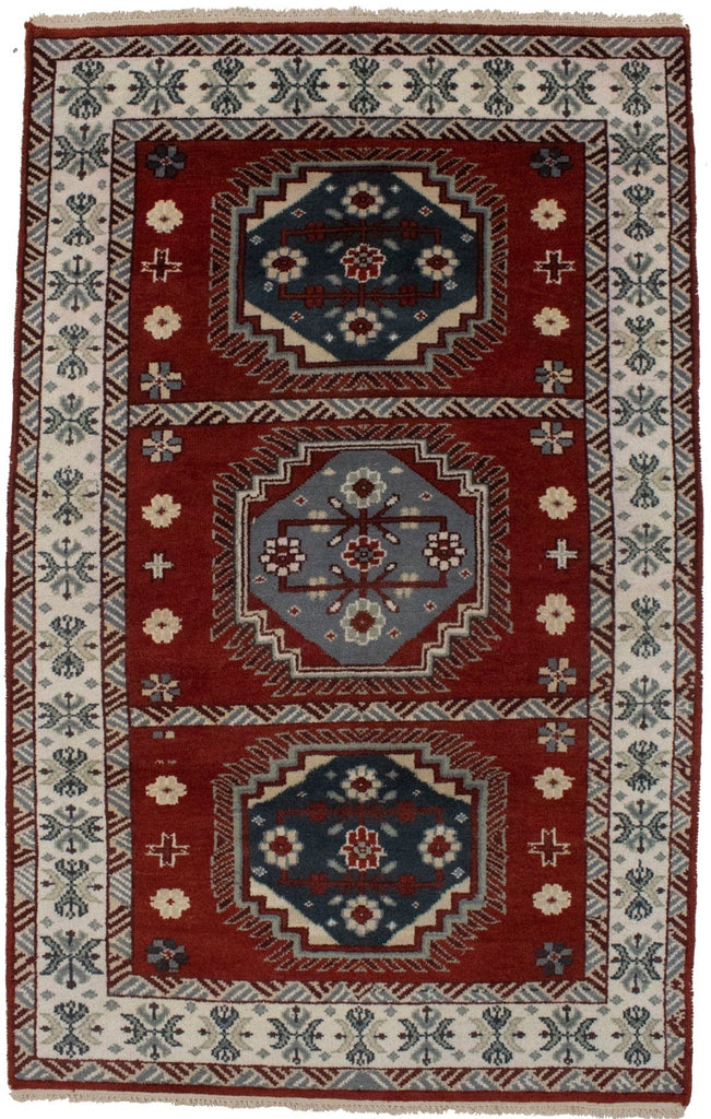 Rusty Red Geometric 5X8 Kazak Oriental Rug