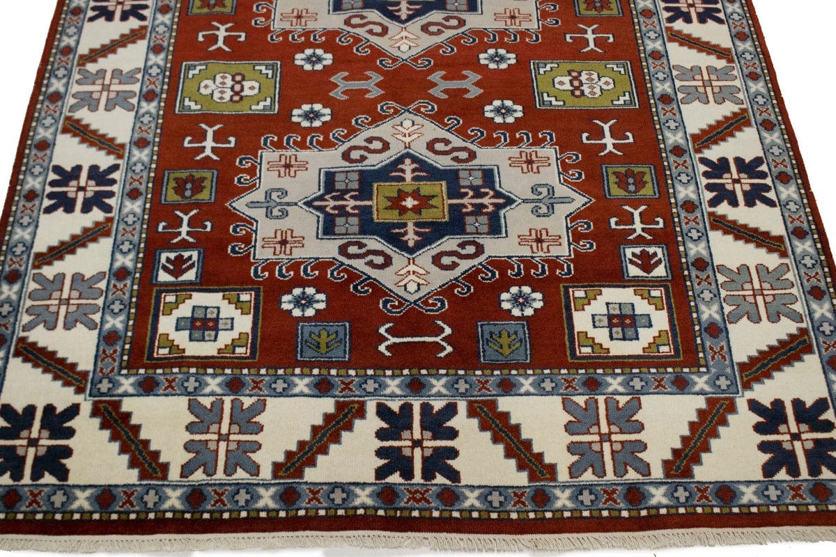 Red Geometric 8X10 Kazak Oriental Rug