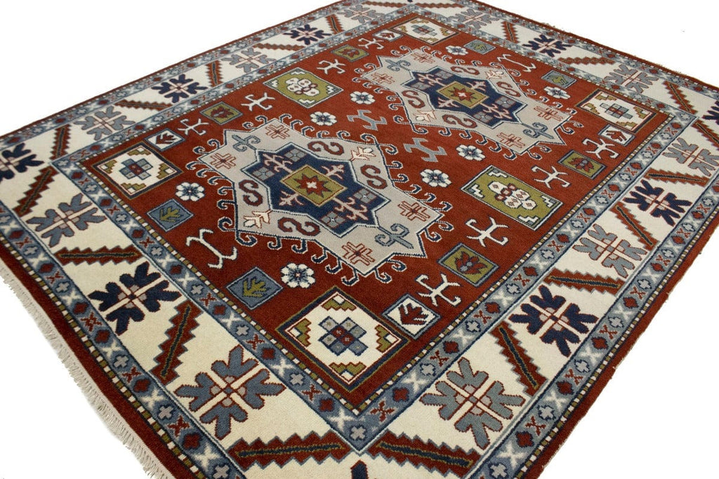 Red Geometric 8X10 Kazak Oriental Rug