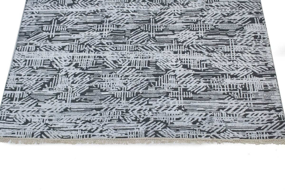 Dark Gray Geometric 8X10 Oriental Modern Rug