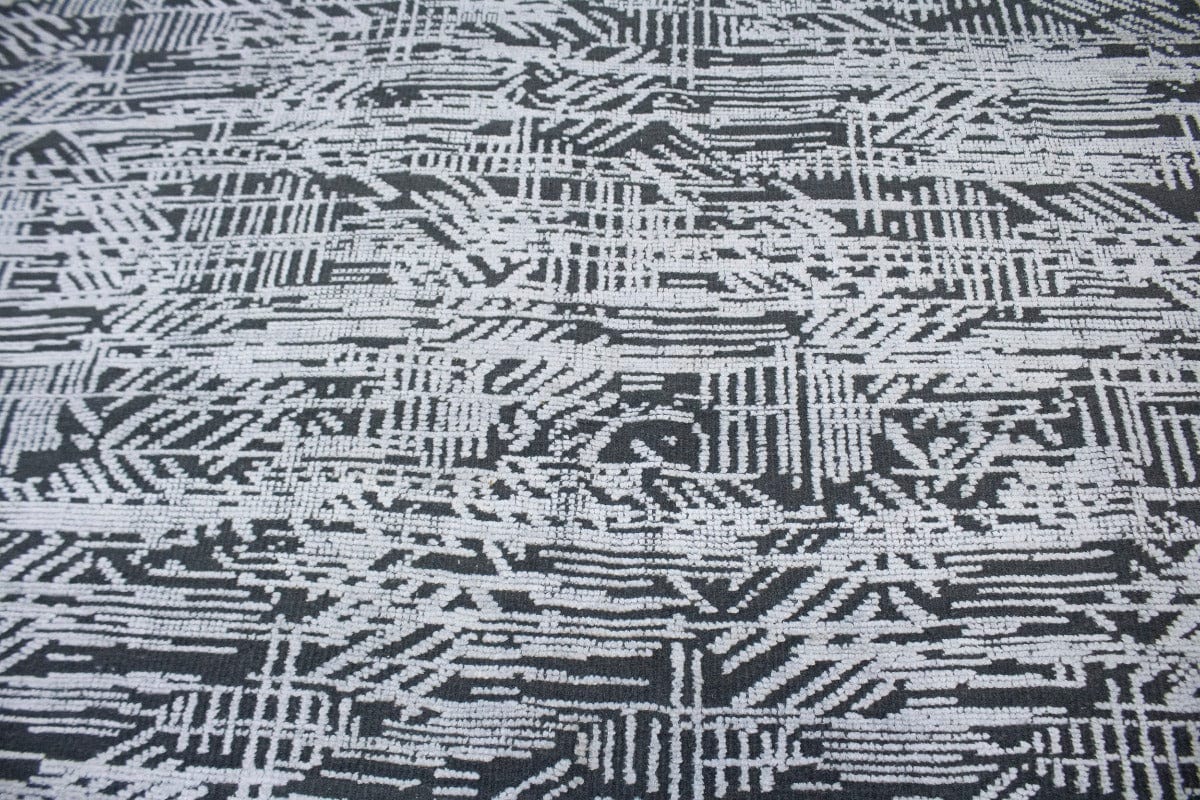 Dark Gray Geometric 8X10 Oriental Modern Rug