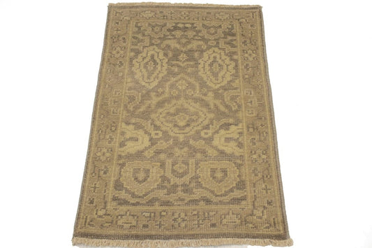 Muted Brown Floral 2X3 Chobi Oushak Oriental Rug