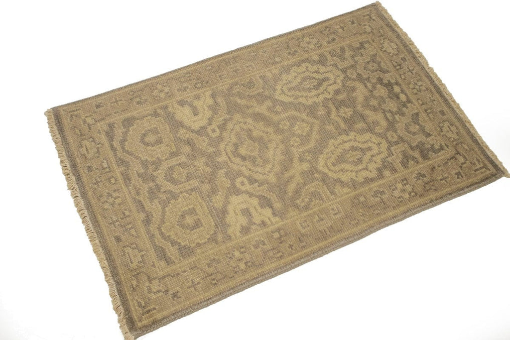 Muted Brown Floral 2X3 Chobi Oushak Oriental Rug