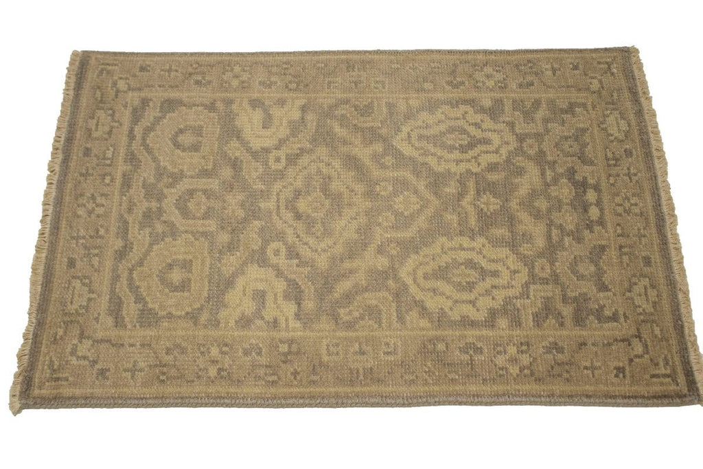 Muted Brown Floral 2X3 Chobi Oushak Oriental Rug