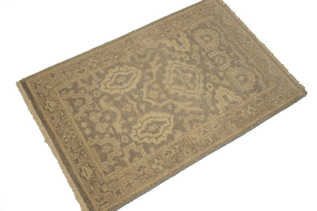 Muted Brown Floral 2X3 Chobi Oushak Oriental Rug