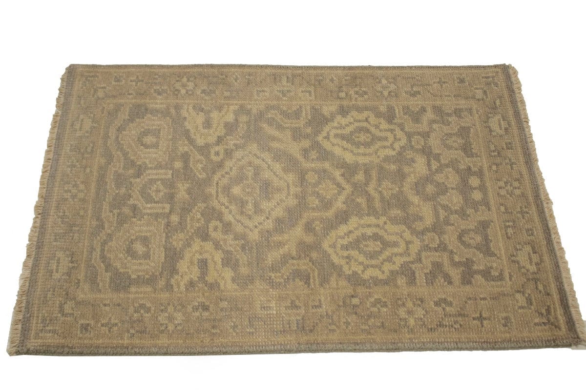 Muted Brown Floral 2X3 Chobi Oushak Oriental Rug