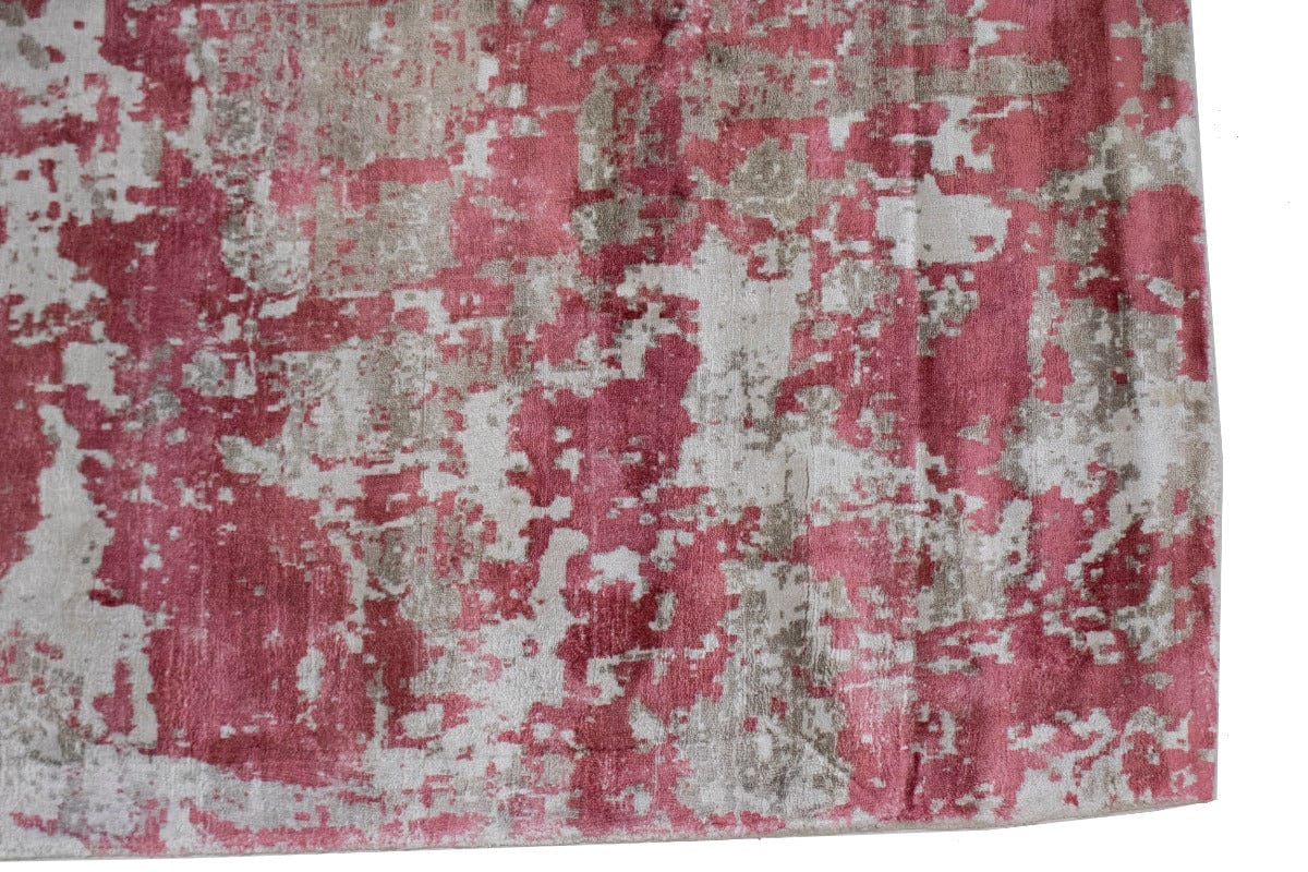 Distressed Rose Red Floral 5X8 Hand-Loomed Modern Rug