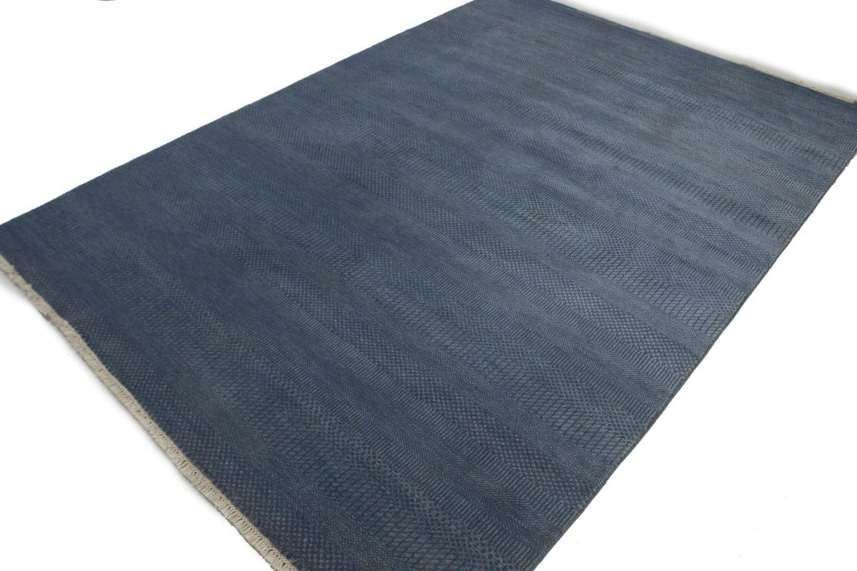 Steel Blue Grass Design 6X9 Modern Oriental Rug