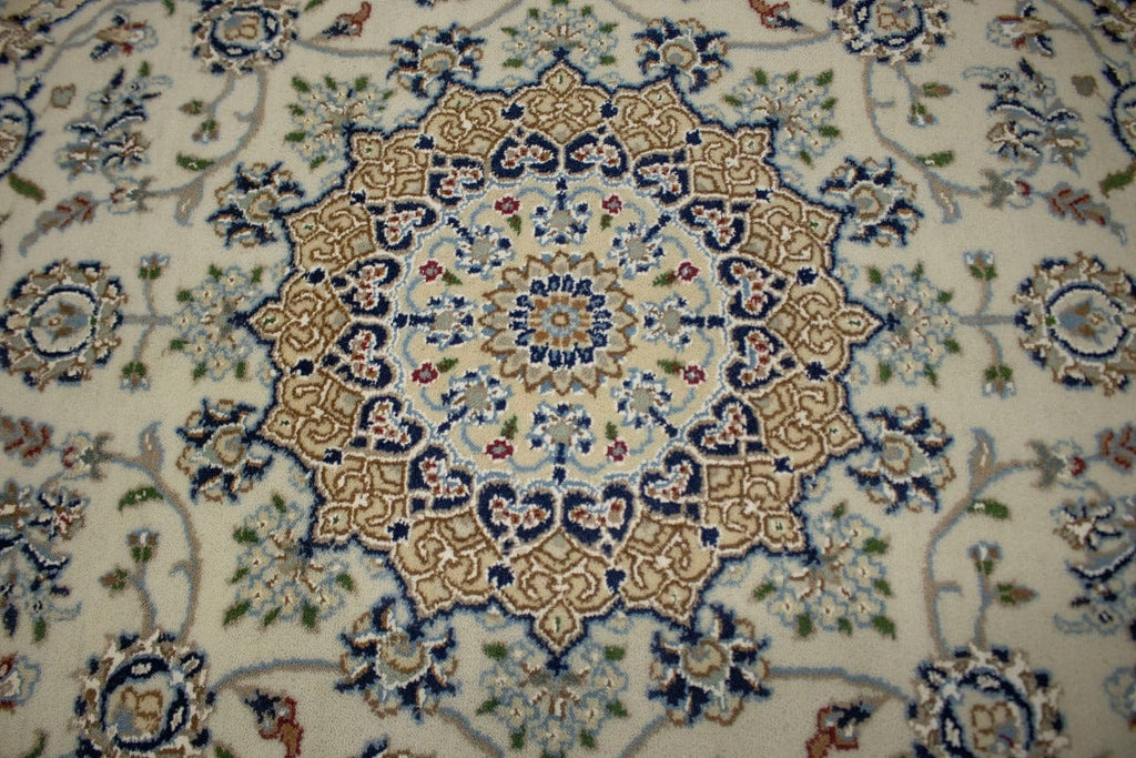 Cream Floral 5X5 Indo-Nain Oriental Square Rug