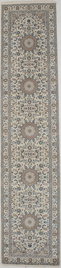 Cream Floral 3X12 Indo-Nain Oriental Runner Rug