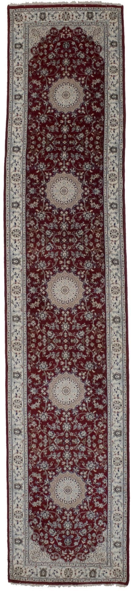 Red Floral 3X13 Nain Oriental Runner Rug